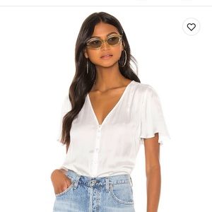 Paige Kelly top. White silk button top short sleeve size xs(would fit s)
